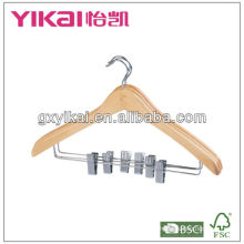 best selling good quanlity wooden hanger with metal clips